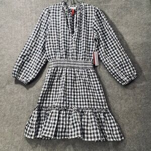 Never A Wallflower Gingham Plaid Tiered Ruffle Prairie Cottagecore MIDI Dress S